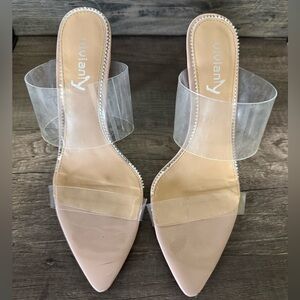 Viviana Nude Heels with Clear Straps